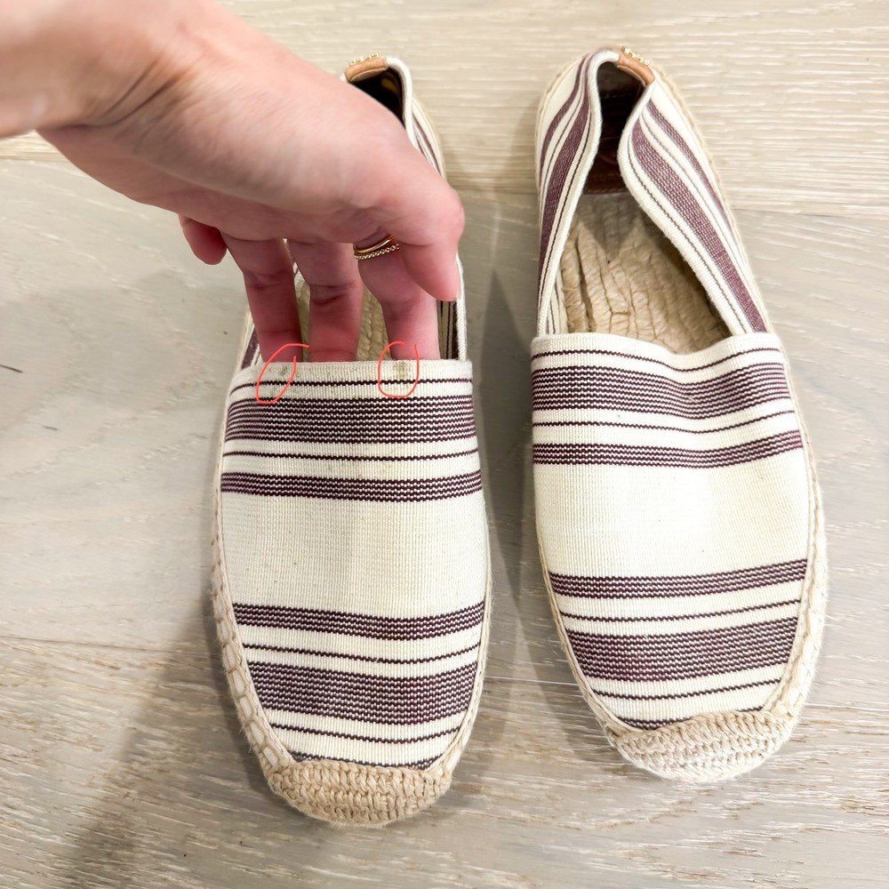 Tory Burch Awning Nautical Boho Stripe Maroon Espadrilles Shoes Slip On 10 - Picture 8 of 8